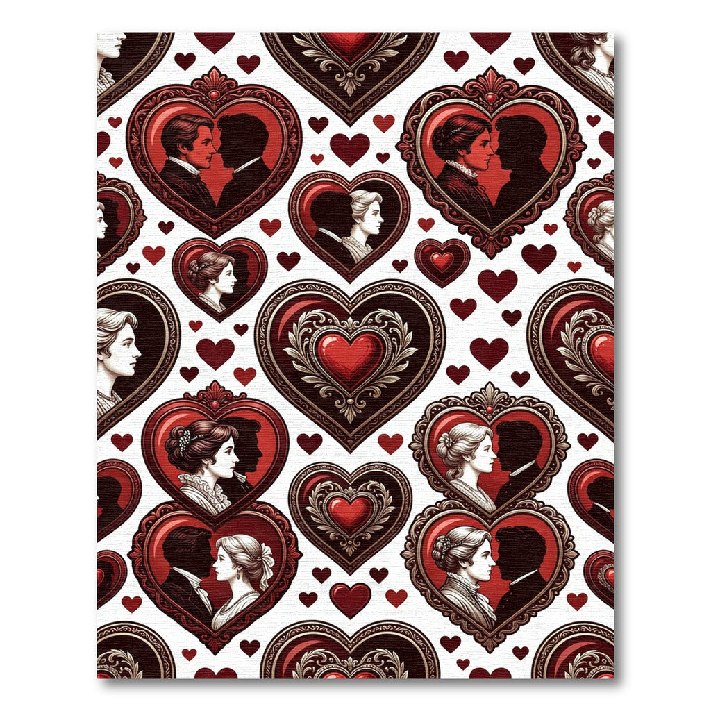 Vintage Red Heart Couple Portrait Rug