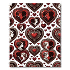 Vintage Red Heart Couple Portrait Rug