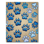 Bold Blue Paw Prints Scattered Rug