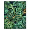 Lush Tropical Green Gold Leaf Rug