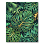 Lush Tropical Green Gold Leaf Rug