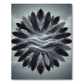Monochrome Feather Mandala With Waves Rug