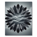 Monochrome Feather Mandala With Waves Rug
