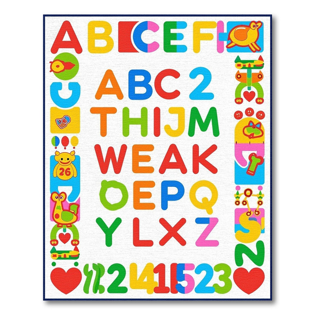 Colorful Alphabets Numbers and Shapes Rug