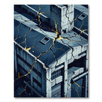 Urban Cracked Concrete Gold Veins Rug