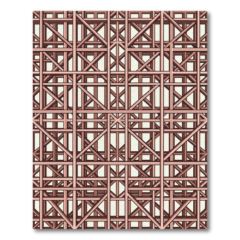 Modern Structural Copper Geometric Grid Rug
