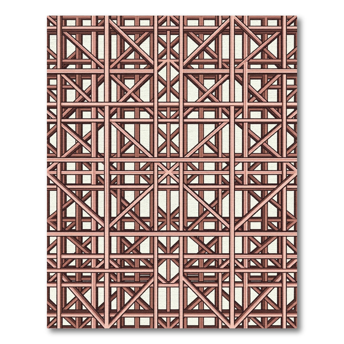 Modern Structural Copper Geometric Grid Rug