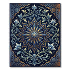 Midnight Blue Gold Celestial Lotus Rug