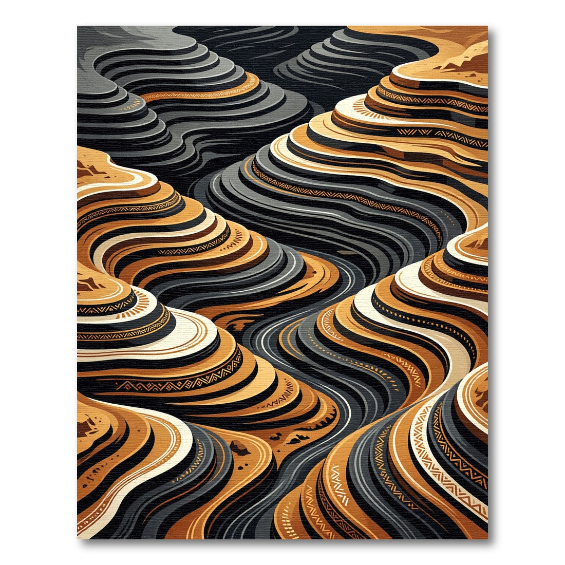 Earthy Terracotta Abstract Canyon Layers Rug