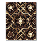 Rich Brown Sunburst Geometric Interlace Rug