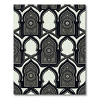 Monochrome Geometric Star Arched Lattice Rug
