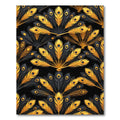Golden Peacock Plume Fan Art Deco Rug