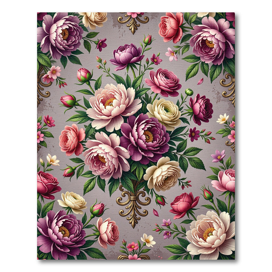 Elegant Pastel Peony Floral Bouquet Rug