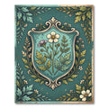 Botanical Floral Crest in Dusty Teal Rug