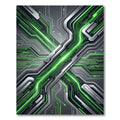 Neon Cyber Circuit Matrix Glow Rug