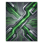 Neon Cyber Circuit Matrix Glow Rug
