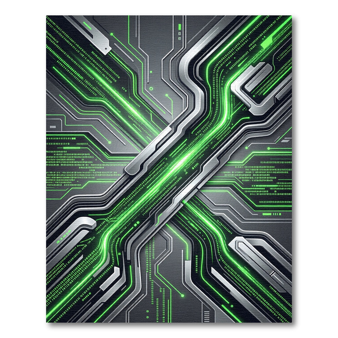 Neon Cyber Circuit Matrix Glow Rug