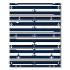 Navy Blue Nautical Striped Anchor Rope Rug