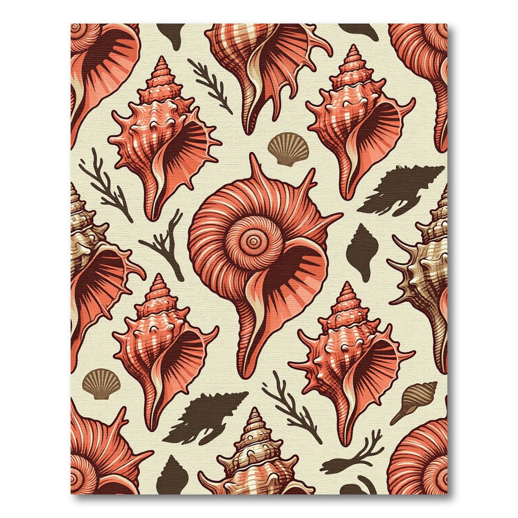 Coastal Coral Shell Ocean Art Rug