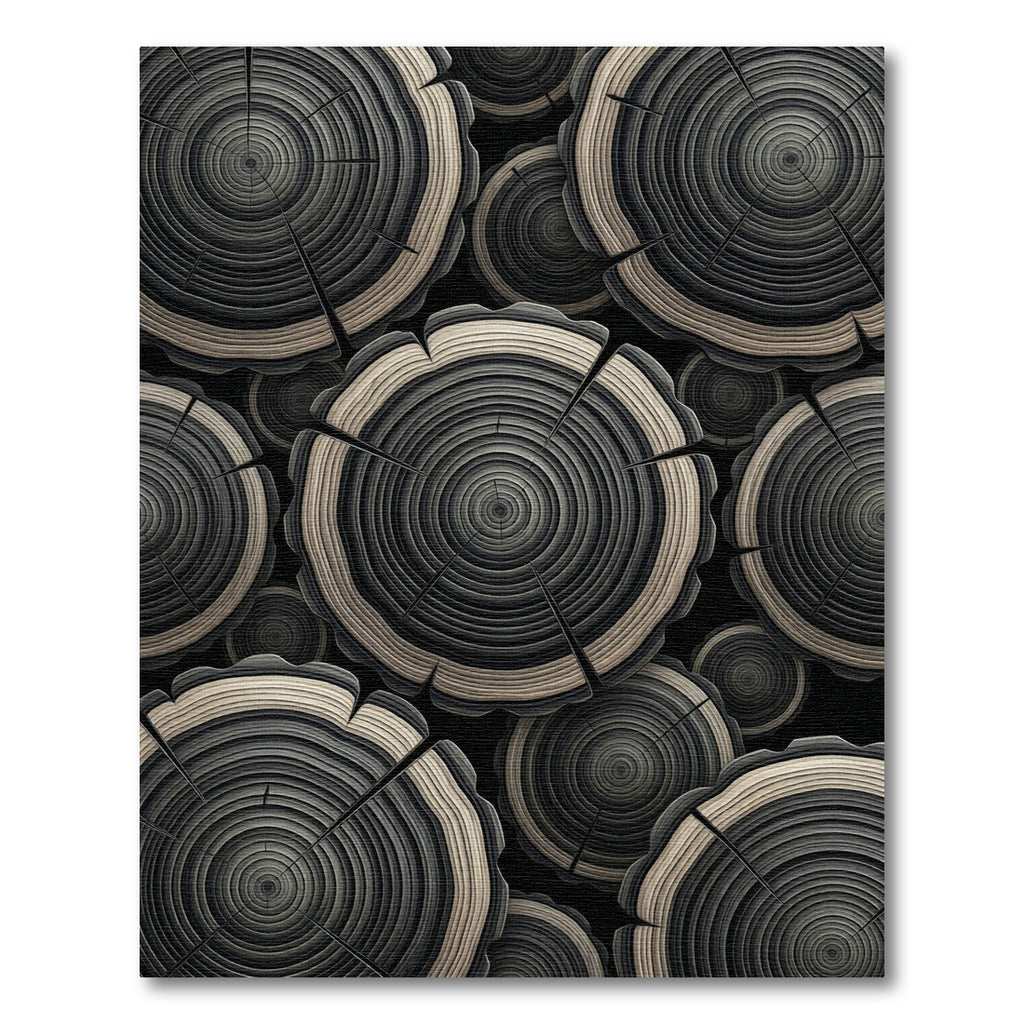 Textured Gray Wood Slice Collage Rug