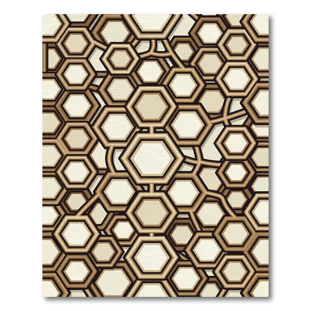 Tapestry Hexagon Interlocking Tan Rug
