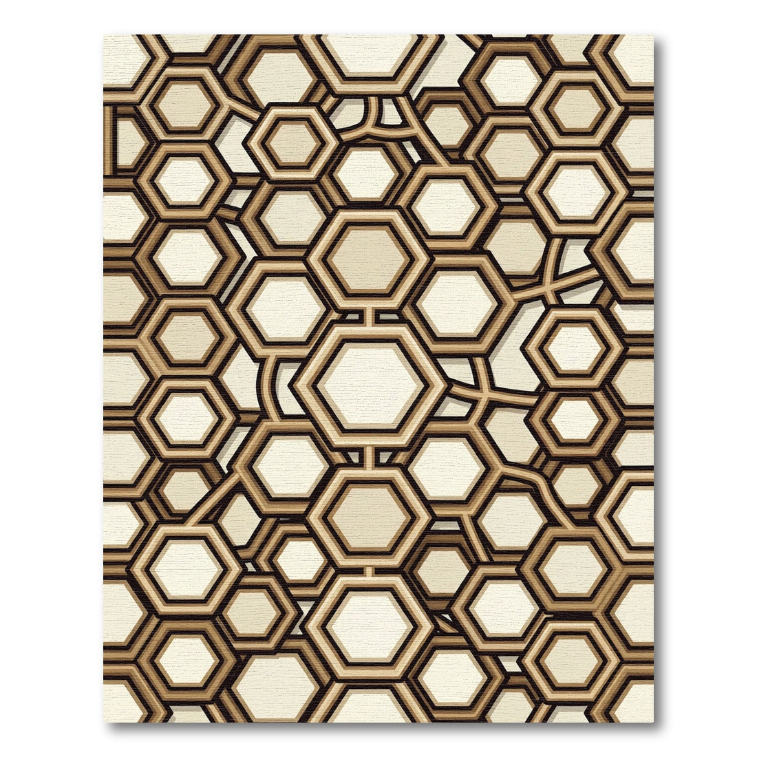 Tapestry Hexagon Interlocking Tan Rug