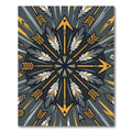 Geometric Arrow Feather Gold Gray Medallion Rug