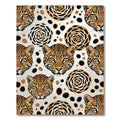 Leopard Faces Swirl Dots Composition Rug