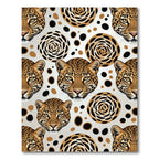 Leopard Faces Swirl Dots Composition Rug
