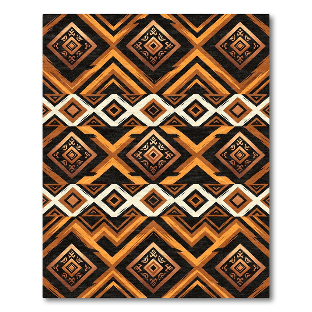 Bold Amber Earthy Geometric Diamond Rug