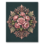 Elegant Blush Rose Baroque Medallion Rug