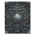 Ornate Silver Damask Circular Medallion Rug