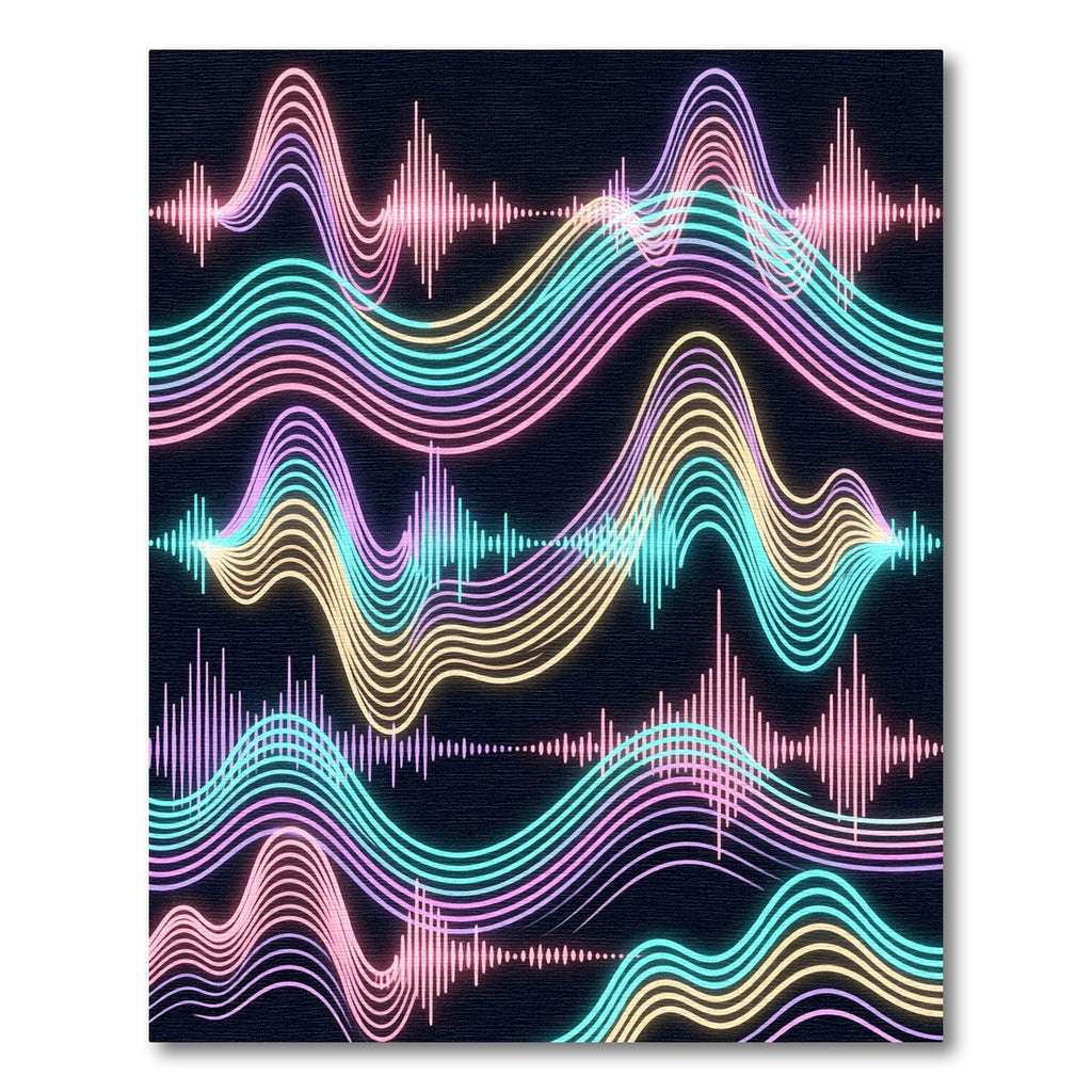 Neon Synthwave Pastel Sonic Soundwave Rug