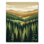 Earthy Pine Forest Mountain Valley Rug
