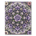 Elegant Lavender Rose Floral Mandala Rug