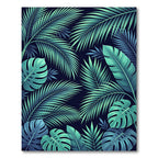 Lush Teal Tropical Foliage Composition Rug