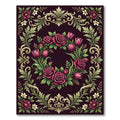 Deep Burgundy Rose and Tulip Floral Rug