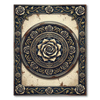 Vintage Gold Ornate Rose Medallion Rug