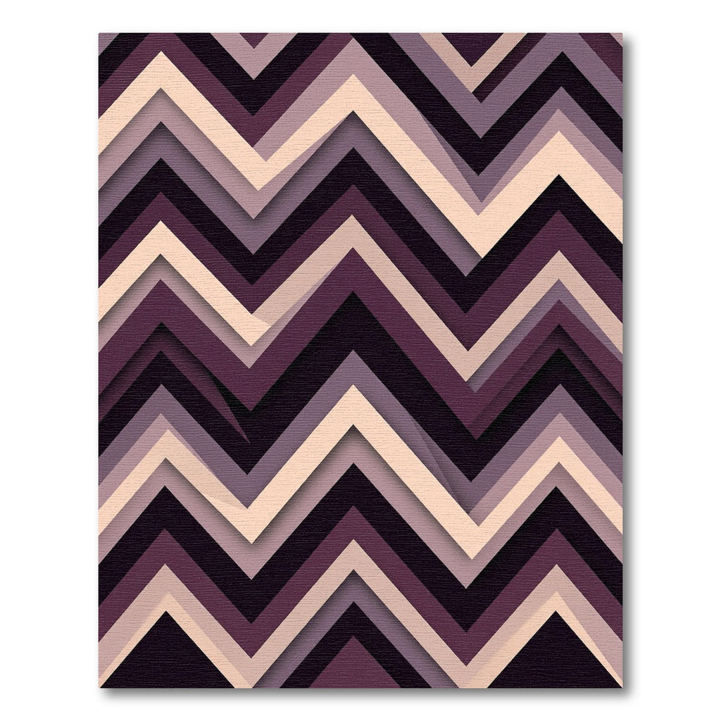 Plum and Cream Chevron Zigzag Layers Rug