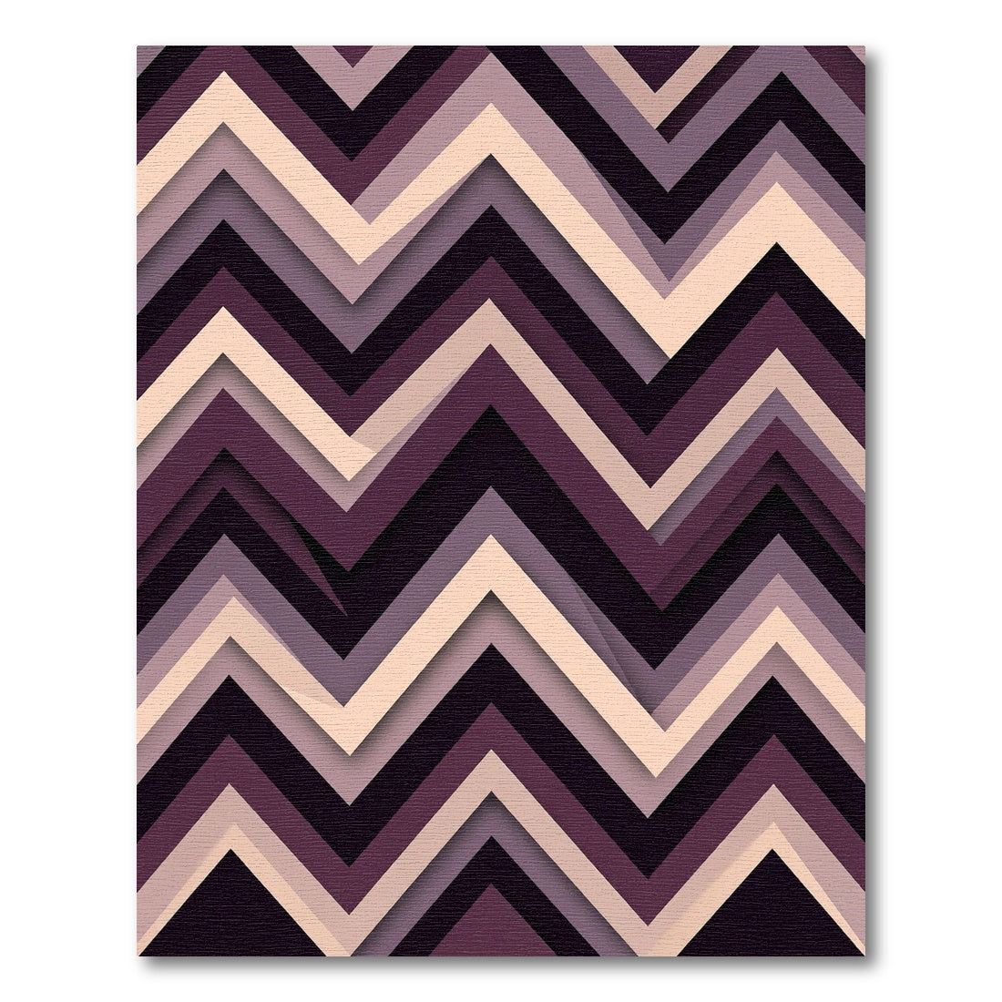 Plum and Cream Chevron Zigzag Layers Rug