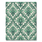 Elegant Sage Green Damask Scroll Runner Rug
