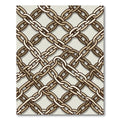 Interlinked Metallic Chain Geometric Grid Rug