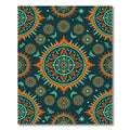 Vibrant Orange Turquoise Sunburst Medallion Rug