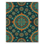 Vibrant Orange Turquoise Sunburst Medallion Rug