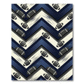 Navy Blue Athletic Football Chevron Rug