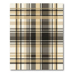 Modern Beige and Charcoal Plaid Grid Rug