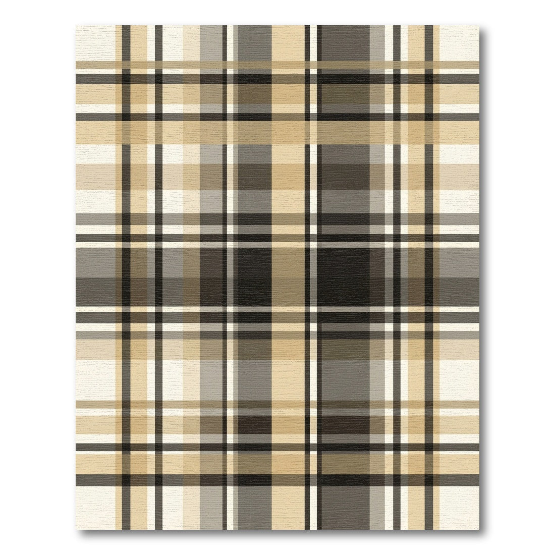 Modern Beige and Charcoal Plaid Grid Rug