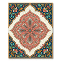 Coral Navy Floral Medallion Frame Rug
