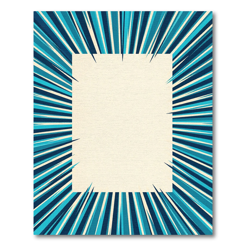 Dynamic Blue Sunburst Graphic Radiance Rug