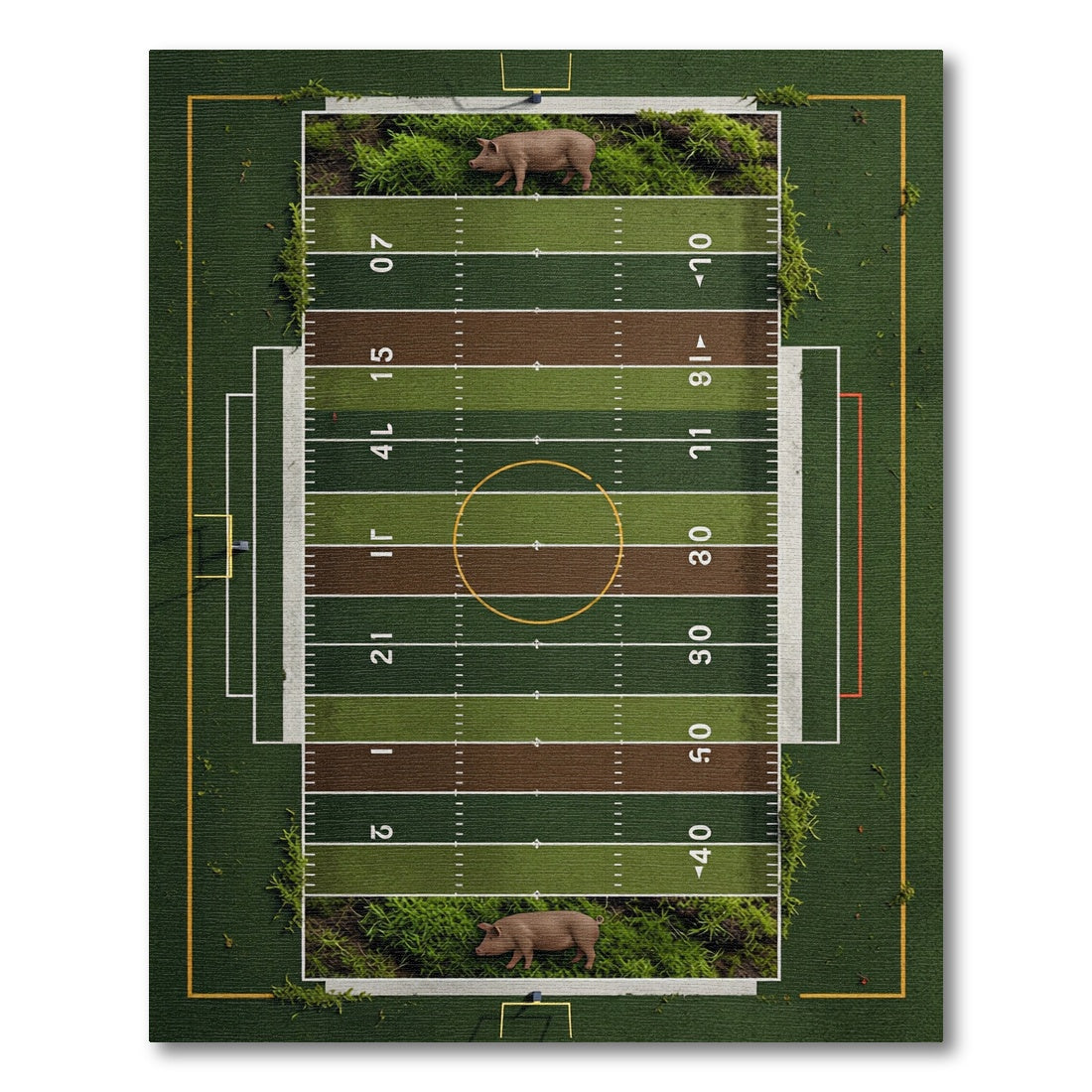 Whimsical Pig Football Field Graphic Rug